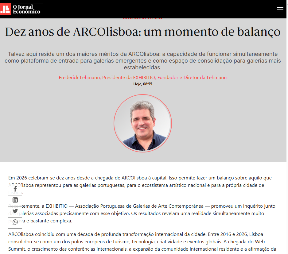 Jornal Económico – Dez anos de ARCOlisboa: um momento de balanço